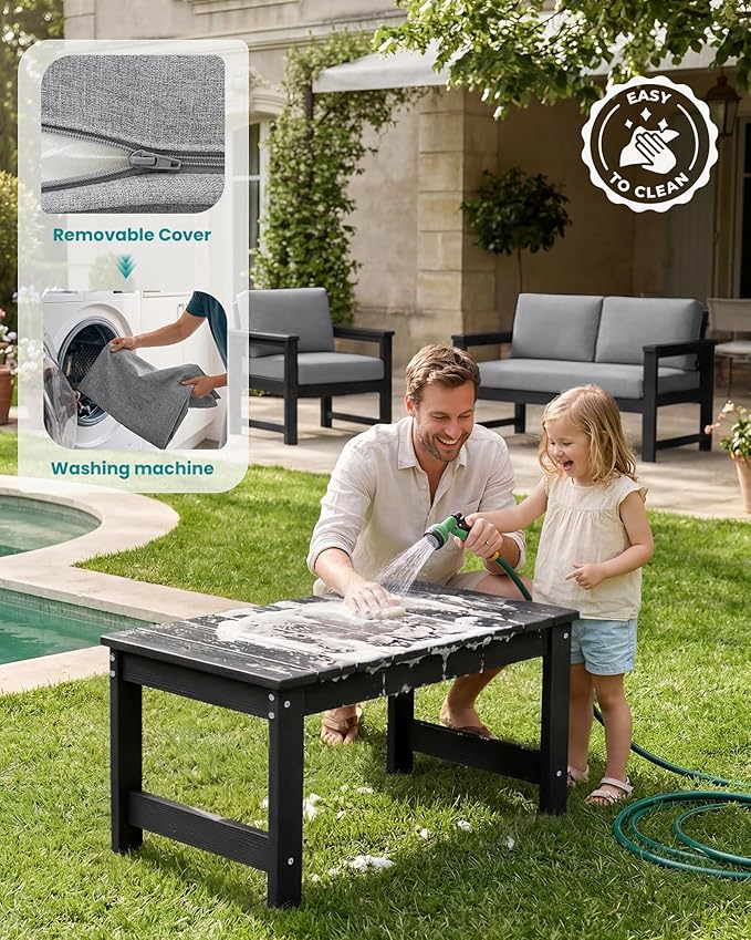 SERWALL 3 Pieces HDPE Outdoor Sofa Bistro Set