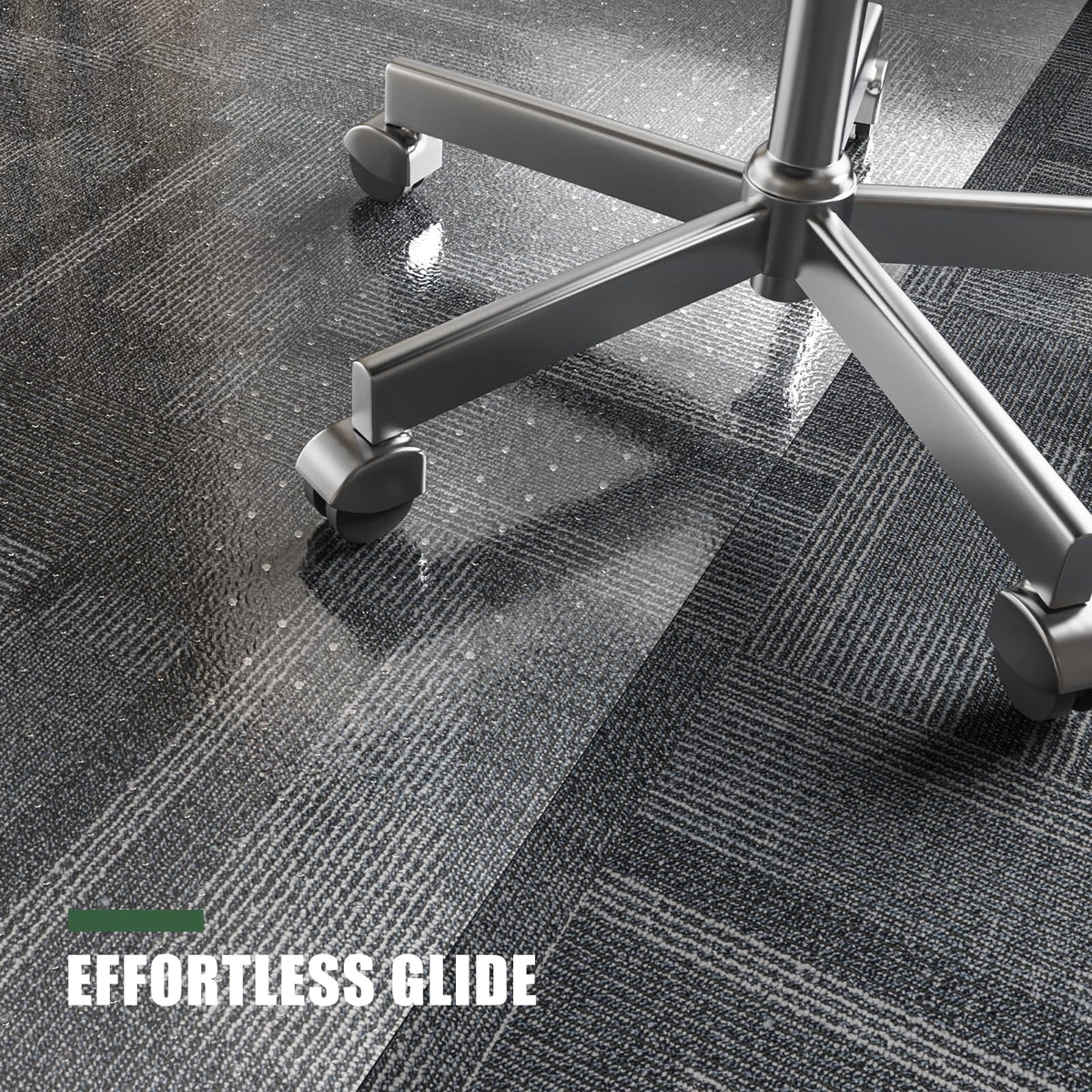 Office Chair Mat for Carpet, tixpol 46" x 60" Chair Mat for Carpeted Floors, Non-Slip Carpet Protector Floor Mat with Grips, Heavy-Duty Rolling Under Desk Mat for Home Office and Gaming (Clear)