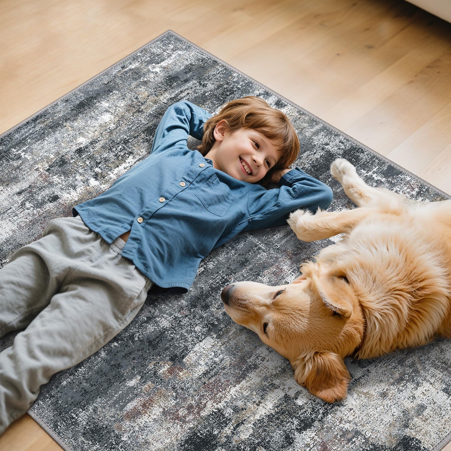 Office Chair Mat for Hardwood Tile Floor, Abstract 48"X 60" Desk Mats for Office Chair on Rolling Chairs Carpet, Desk Anti-Slip 1/5" Thick Rug for Computer Chair, Thin Low-Pile Floor Mat, Dark Gray