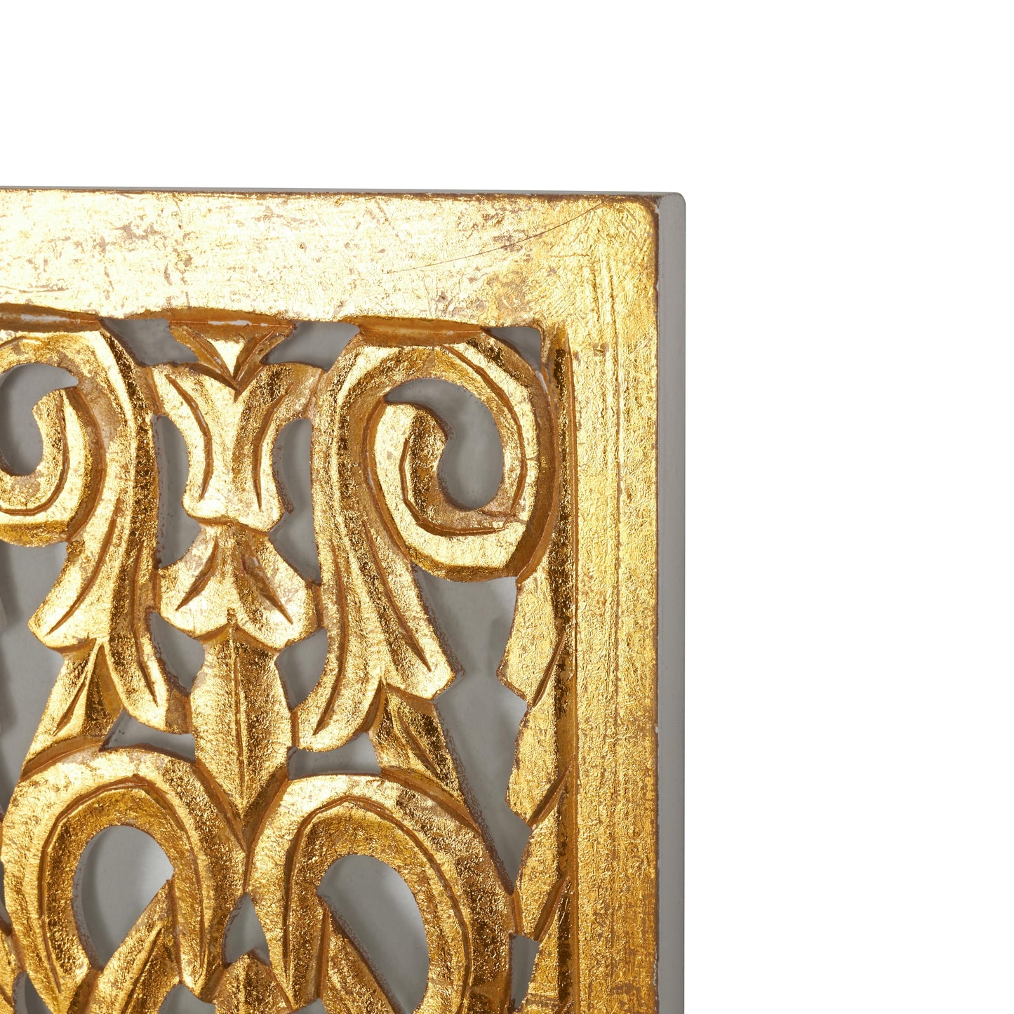 Deco 79 Wooden Floral Handmade Home Wall Decor Intricately Carved Arabesque Wall Sculpture, Wall Art 12" x 1" x 36", Gold