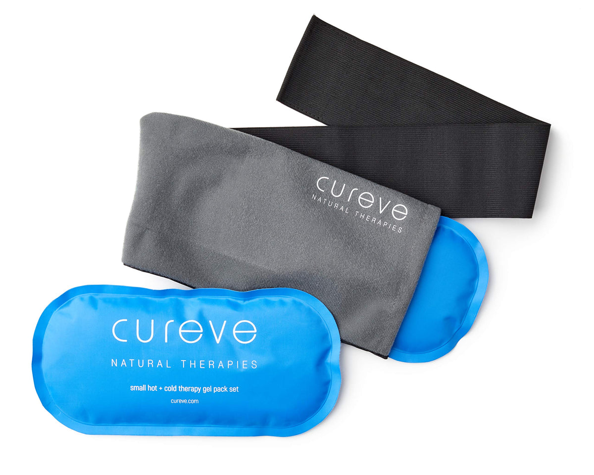 Hot and Cold Therapy Gel Ice Pack Compress Two Pack Set with Wrap by Cureve - Reusable with Wrap to Treat Injuries, Aches and Pains on Knee, Neck, Back, Shoulder, Foot, Headaches and TMJ