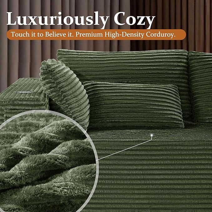 108" Cloud Sectional Couch, Comfort Sleep Sofa