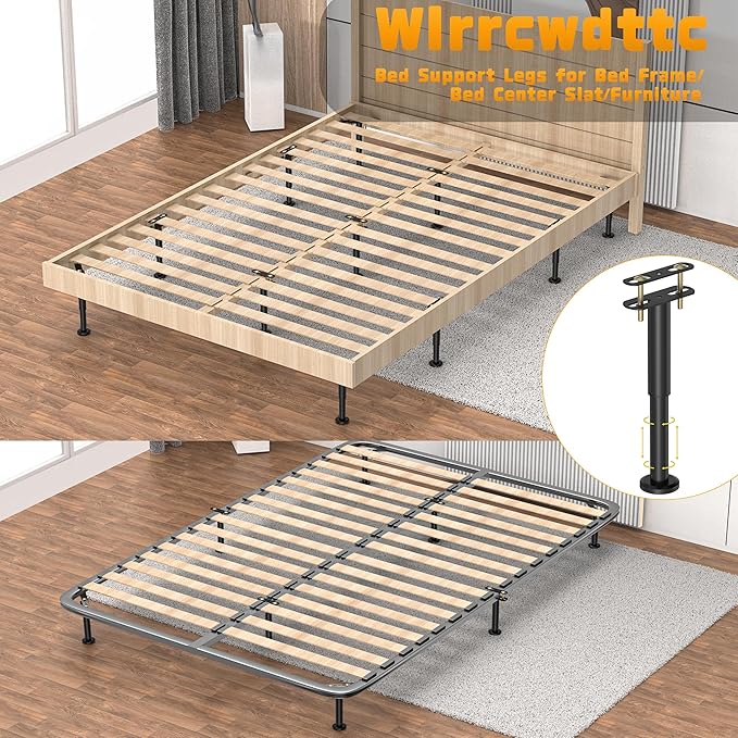 Wlrrcwdttc 6 Pcs Adjustable Height Bed Support Legs 7.08-12.6 inch, Bed Frame