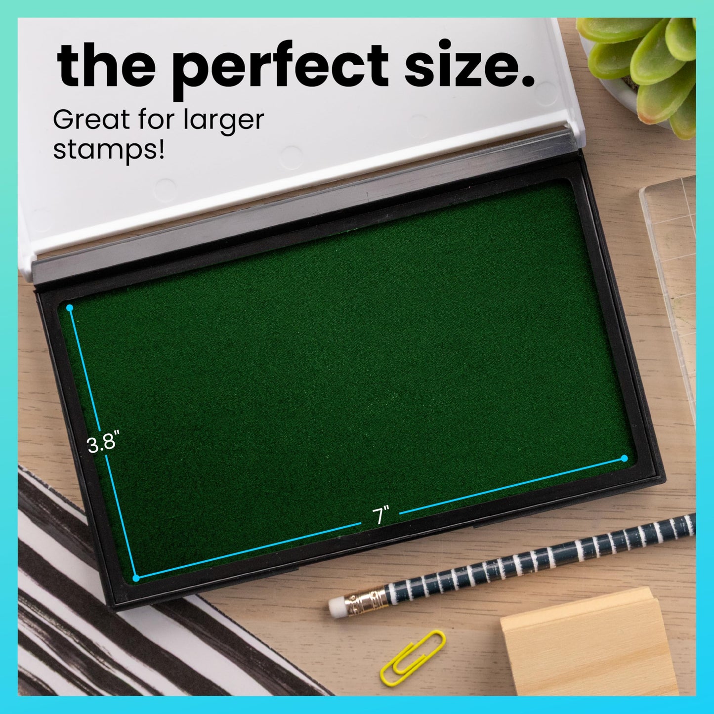 ExcelMark Rubber Stamp Ink Pad Extra Large 3-7/8" x 7" (Green)