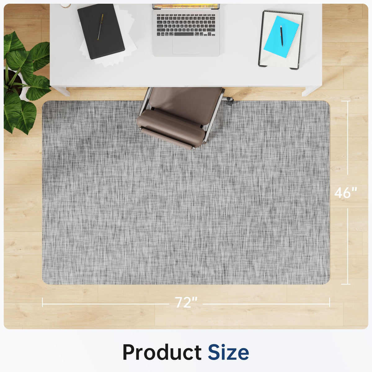Cybstrax Office Chair Mat for Hardwood & Tile Floor, 46" x 72" Desk Chair Mat, Anti Slip, Non-Curve Computer Chair Mat for Rolling Chairs Floor Protector for Home Office