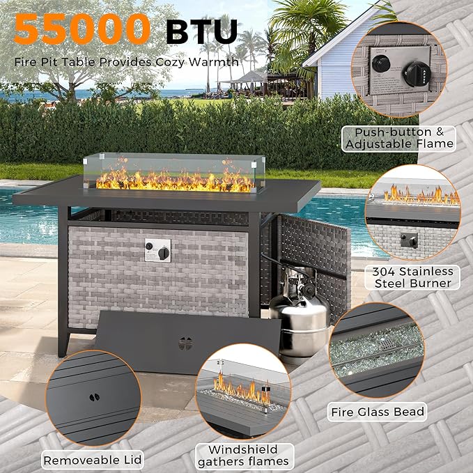 10-Seat Outdoor Wicker Patio Furniture Set
