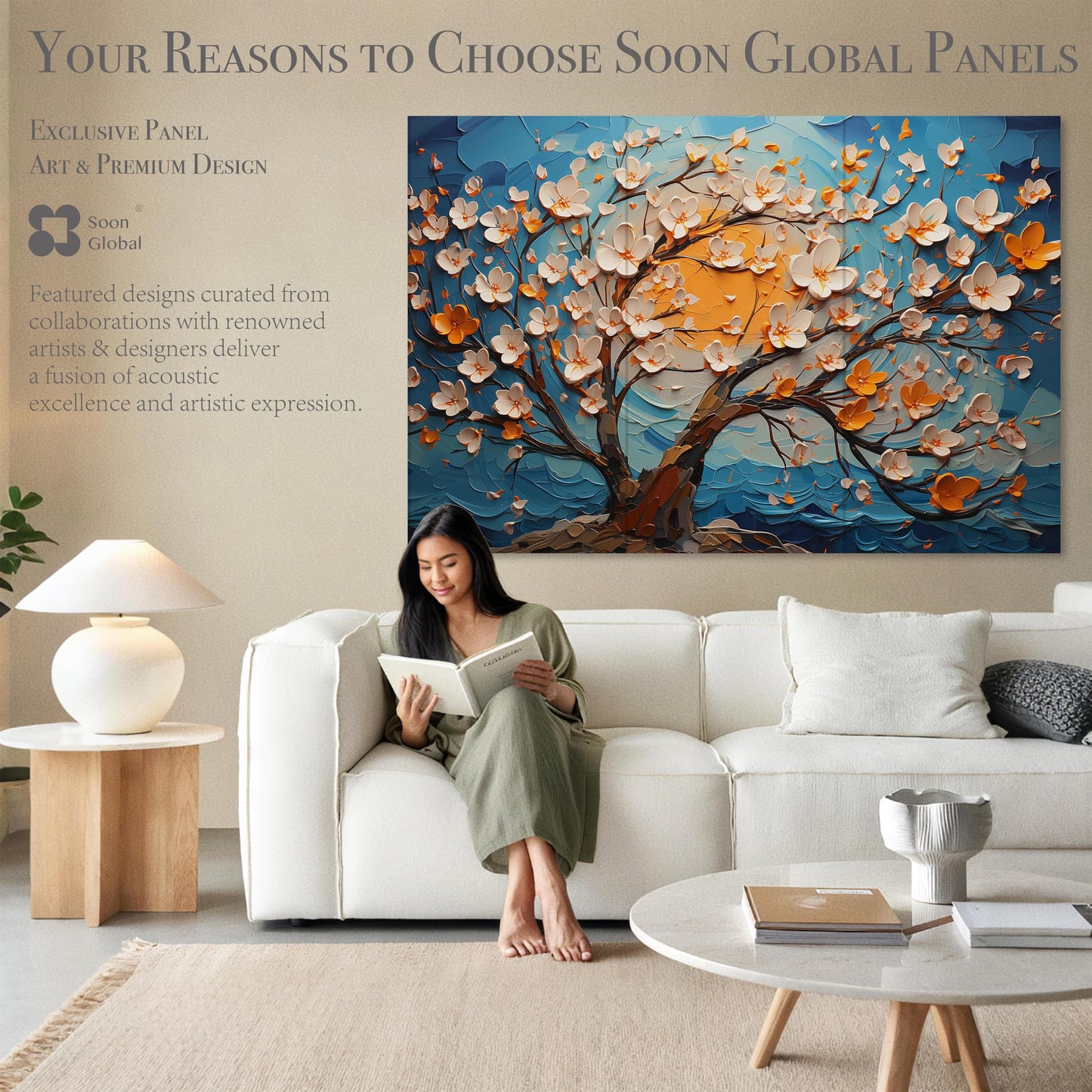 Soon Global Acoustical Wall Panels, 72 X 48 Inches Art Acoustic Panels, Decorative Acoustic Panels, Acoustic Wall Panels, Sound Absorbing Wall Art, Canvas