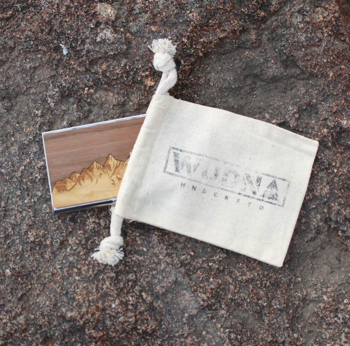WUDN Handcrafted Business Card Holder Wallet For Men and Women | Holds Up to 20-25 B-Cards or 8-10 Credit Cards | Wooden & Stainless Business Card Case with Buckle Closure, Made in Idaho, USA.