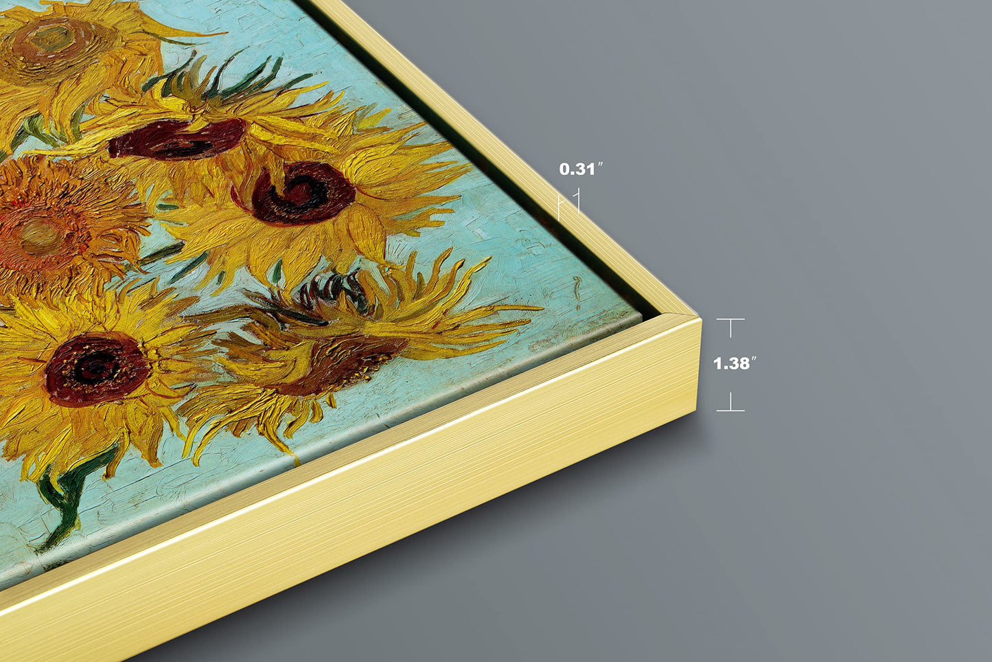 Wieco Art Framed Wall Art Canvas Prints of Sunflower by Vincent Van Gogh Paintings Reproduction Abstract Wall Decorations for Living Room Golden Frame