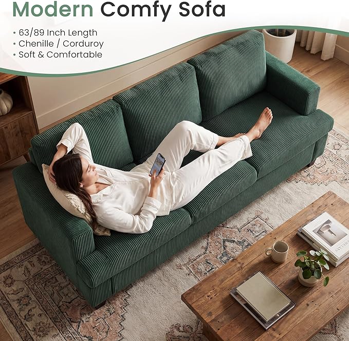 YOUDENOVA 2 Piece Set Comfy Sofa Couch, 3-Seater Sofa * 2