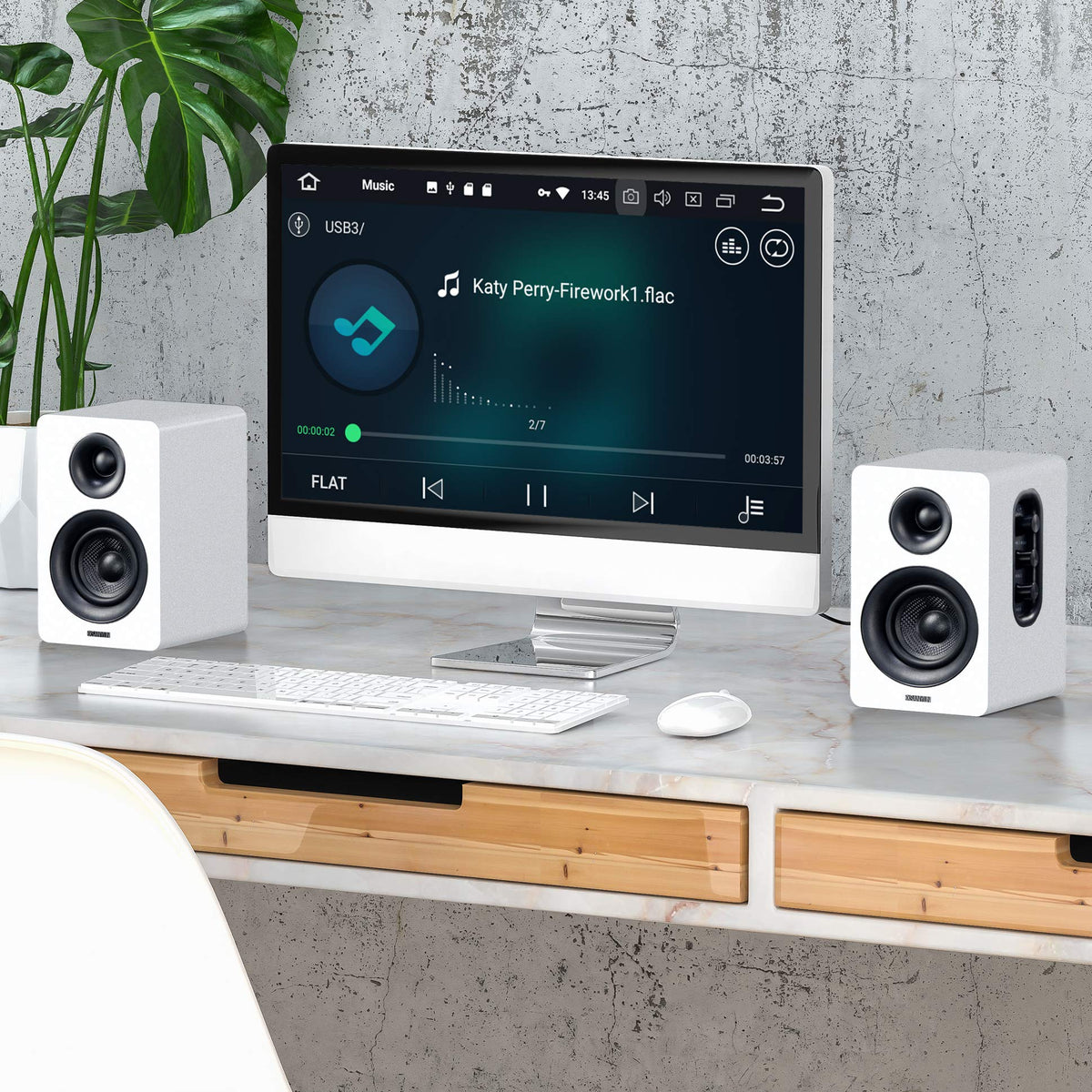 Sanyun SW208 3" Active Bluetooth 5.0 Bookshelf Speakers – 60W Carbon Fiber Speaker Unit - Built-in 24bit DAC Dynamic 3D Surround Sound 2.0 Computer PC Monitor Gaming (Pair, White)