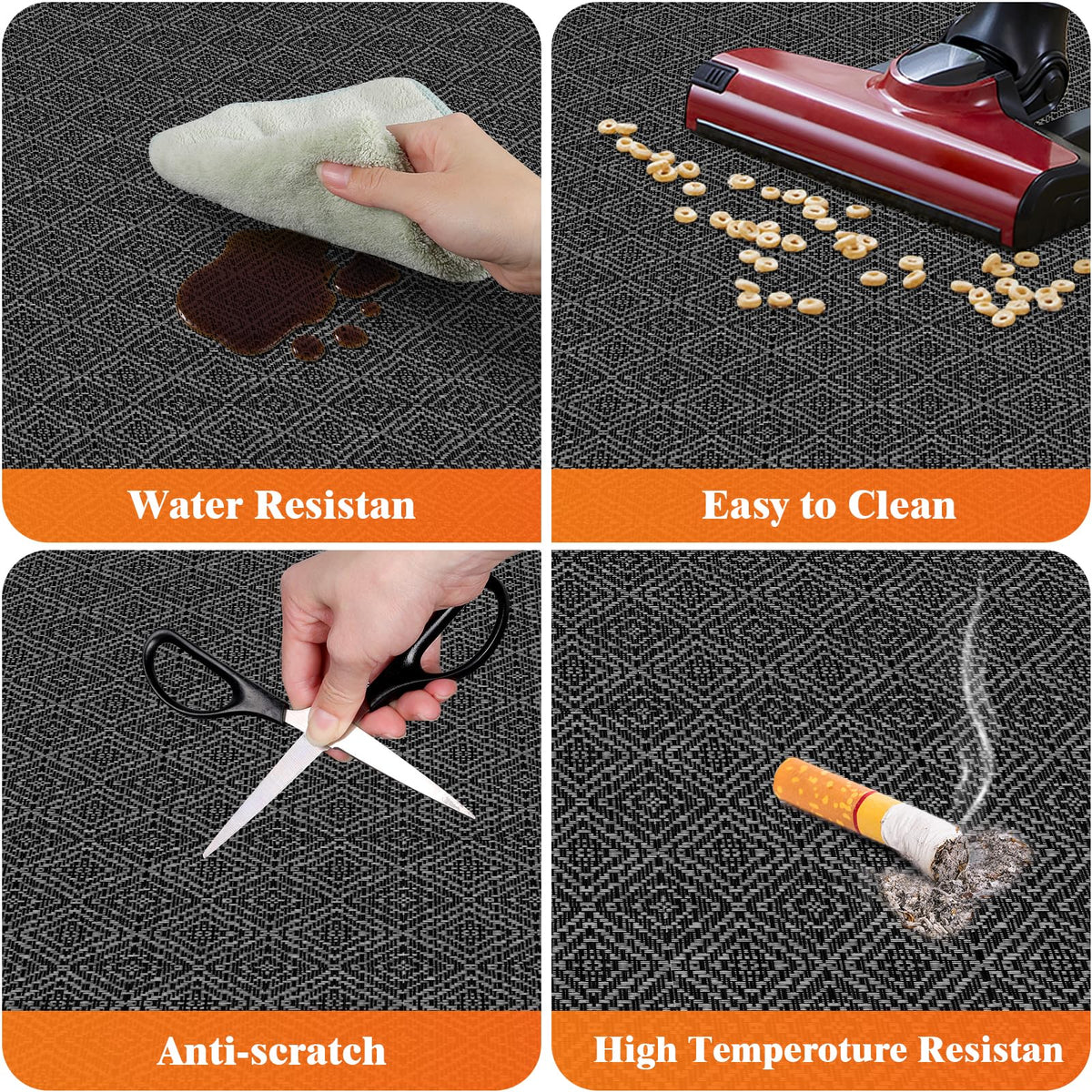 KMAT Office Chair Mat, 36x48in Heavy Duty Hardwood/Tile Floor Protector, Floor Mat Computer Desk Mat for Rolling Chairs, Work, Study, Office, Black