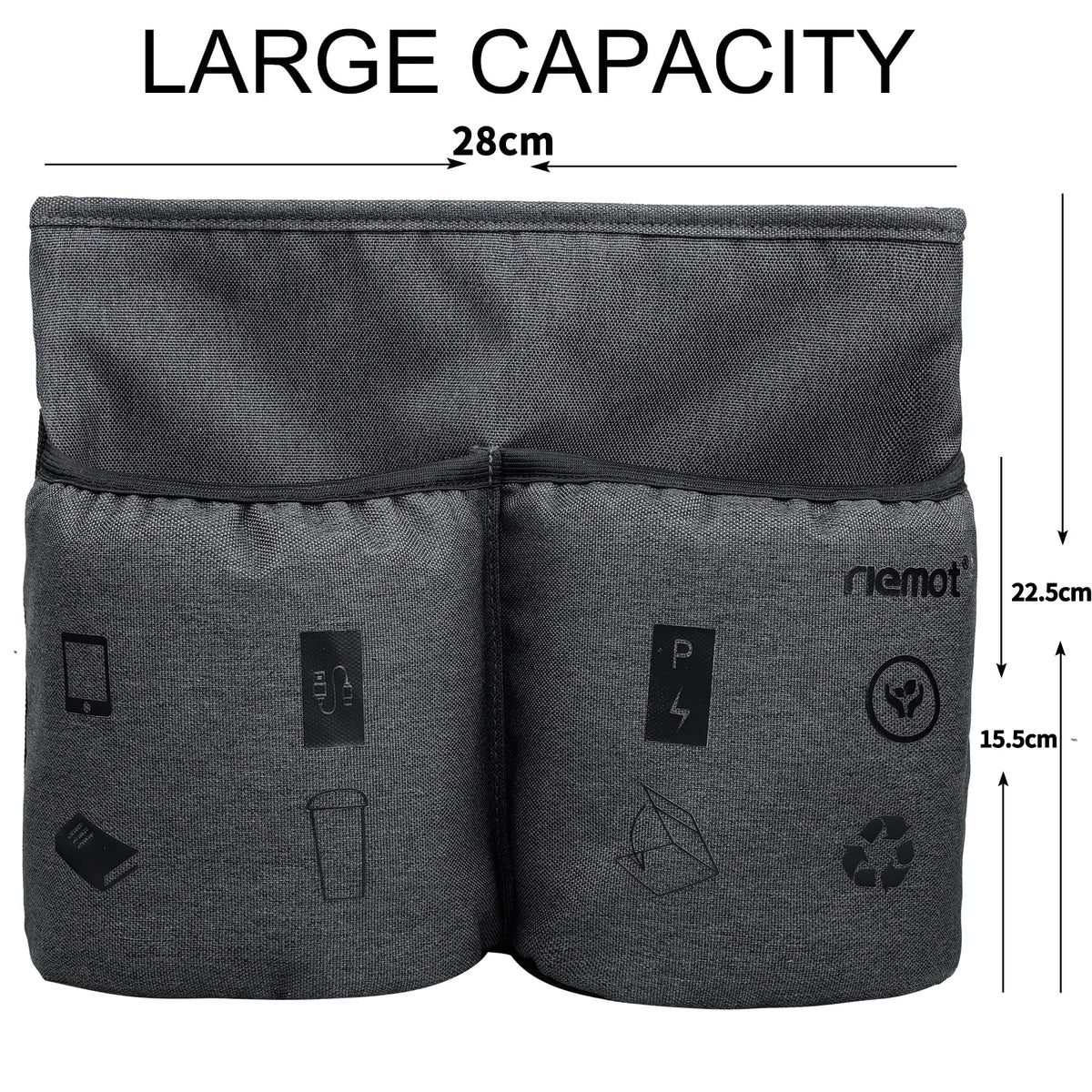 riemot Luggage Travel Cup Tablet Holder - Hold Books Passports Tickets Water Bottles - Fits Roll on Suitcase Handles - Gifts for Flight Attendants Travelers Accessories Grey