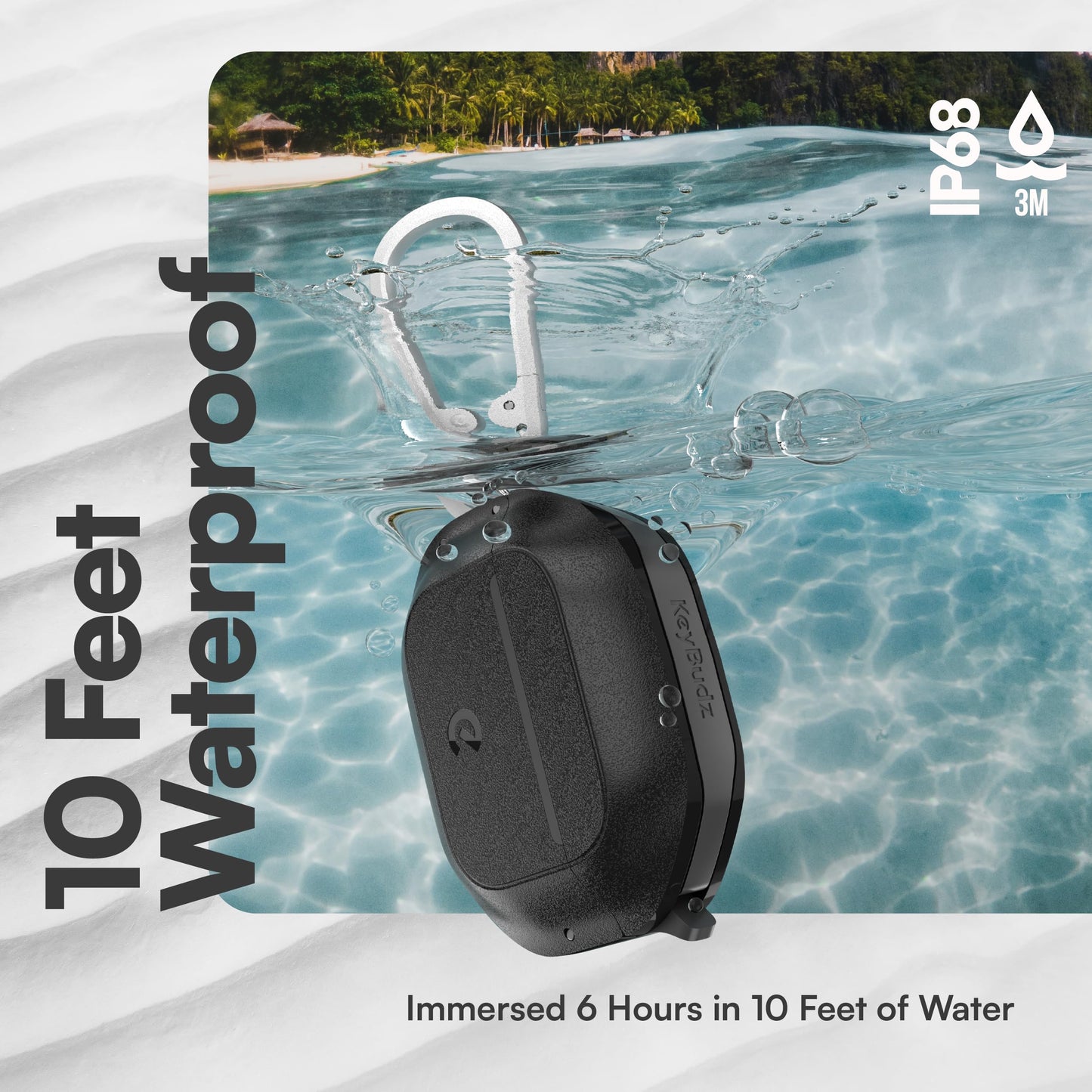 Keybudz for Waterproof AirPods 4 Case with Lock - IP68 Waterproof and Dust Proof, Shockproof Protector, Heavy Duty Rugged Protection, Drop Proof Hard Cover for AirPods 4th Gen (Carbon Black)