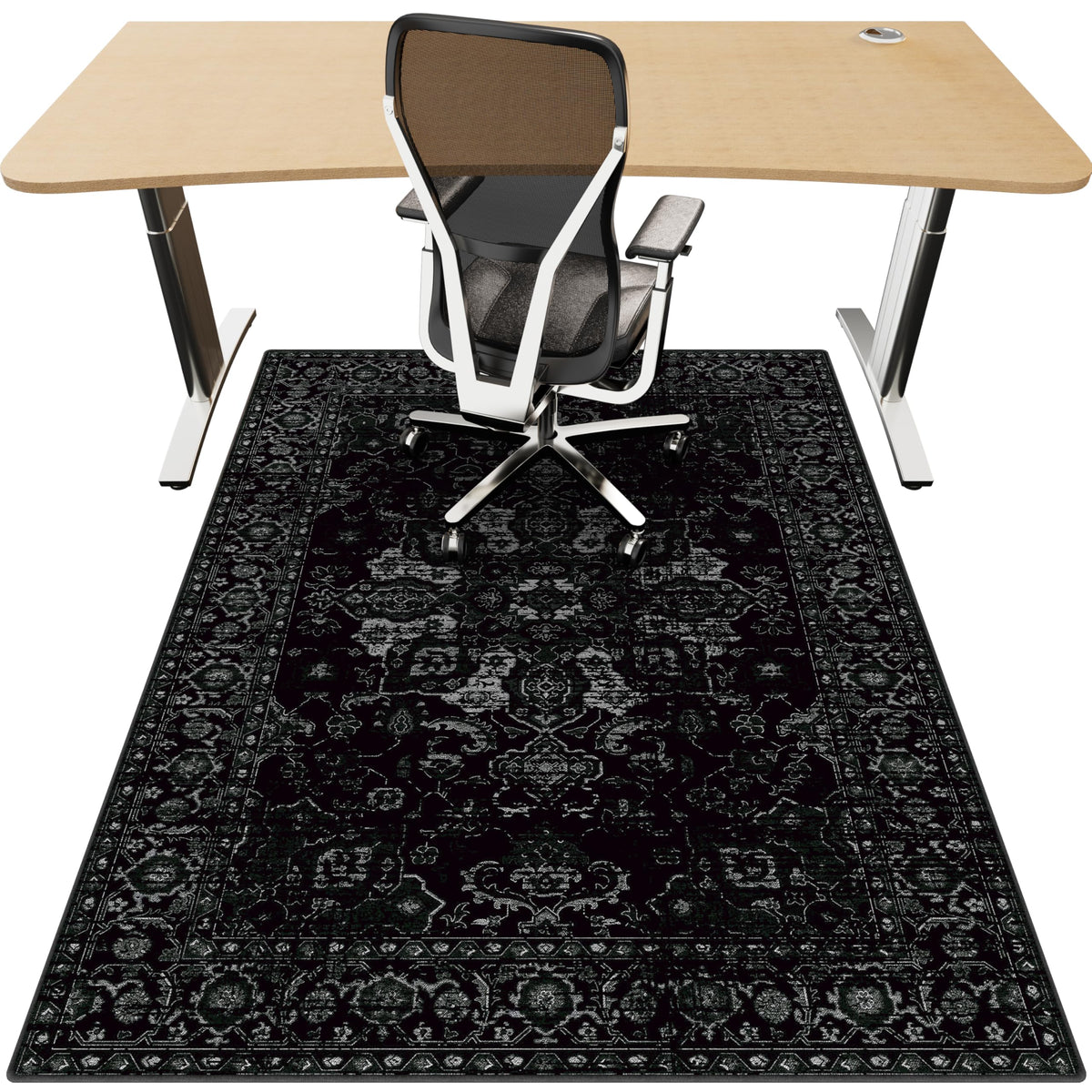 Office Chair Mat for Hardwood Floor, 36"x48" Desk Chair Mat for Home Office, Non-Slip Under Desk Mat for Rolling Chair,Washable Chair Rugs for Gaming Chairs-Black
