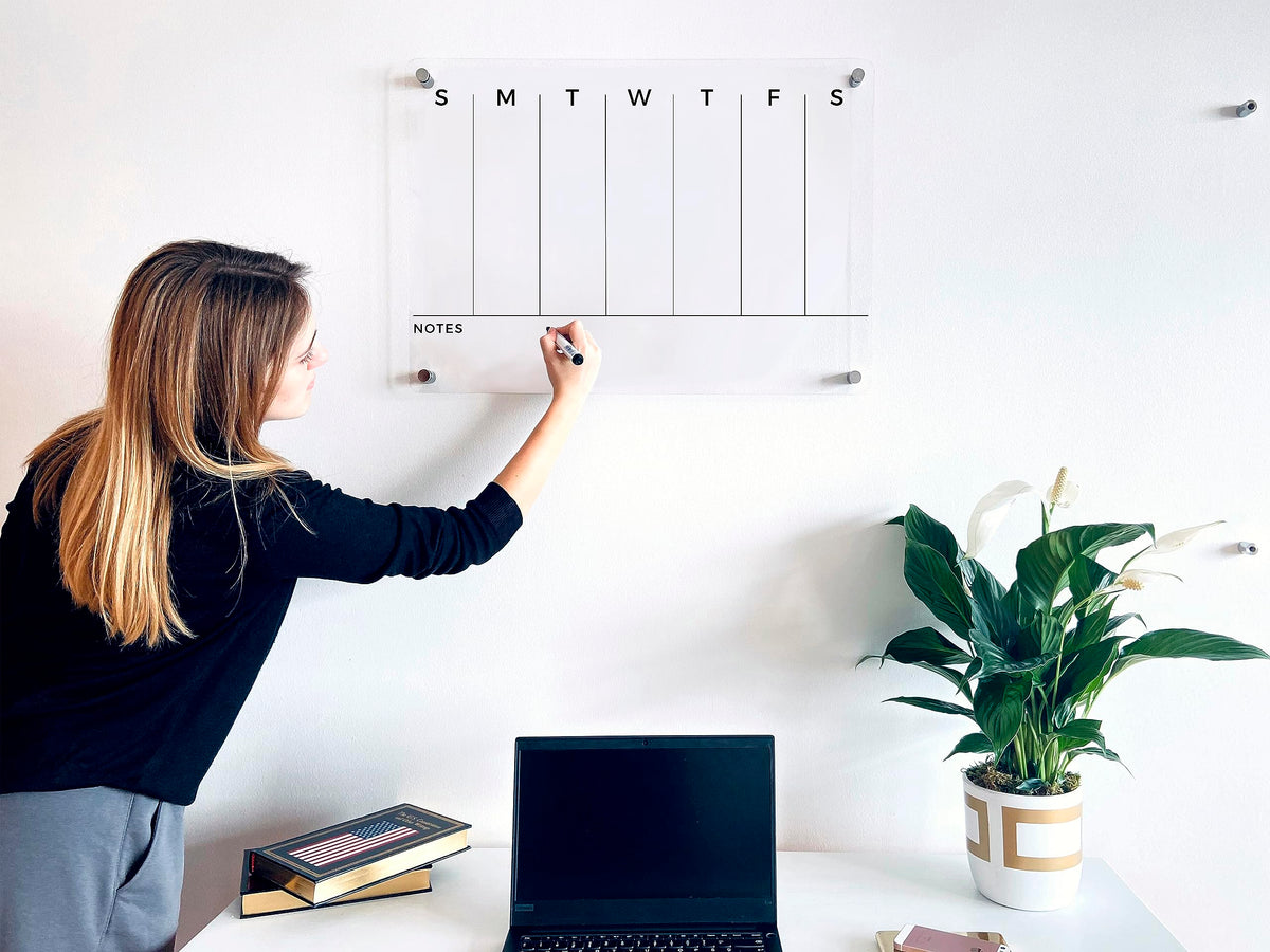 WEEKLY Wall Board Acrylic Calendar - Personalized Planner 2026, Personalized Dry Erase Board, Horizontal Wall Monthly and Weekly Calendar, New Home Gift, Housewarming Gift, Goals, To Do