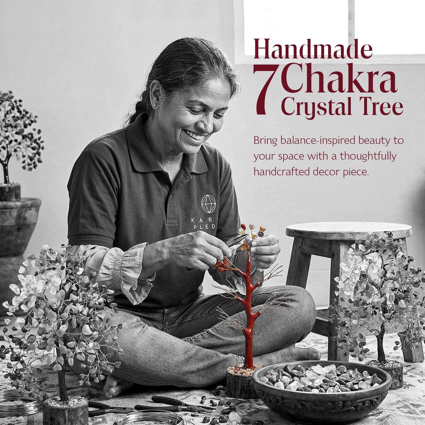 Handmade 7 Chakra Crystal Tree of Life - Unique Birthday & Anniversary Gifts for Women, Mom, & Friends | Handcrafted Healing Crystal Decor for Home & Office, Brings Positive Energy, Luck & Prosperity