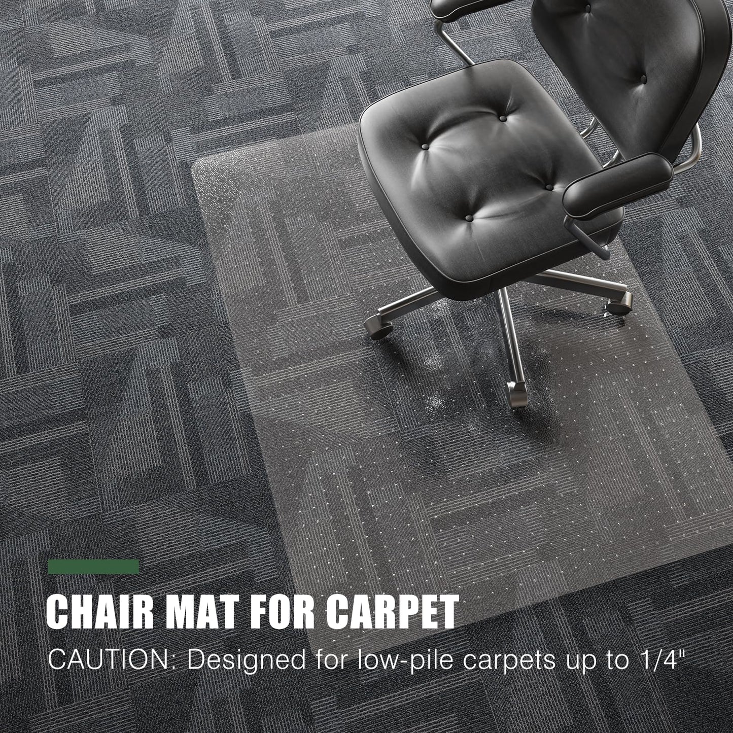 Office Chair Mat for Carpet, tixpol 46" x 60" Chair Mat for Carpeted Floors, Non-Slip Carpet Protector Floor Mat with Grips, Heavy-Duty Rolling Under Desk Mat for Home Office and Gaming (Clear)