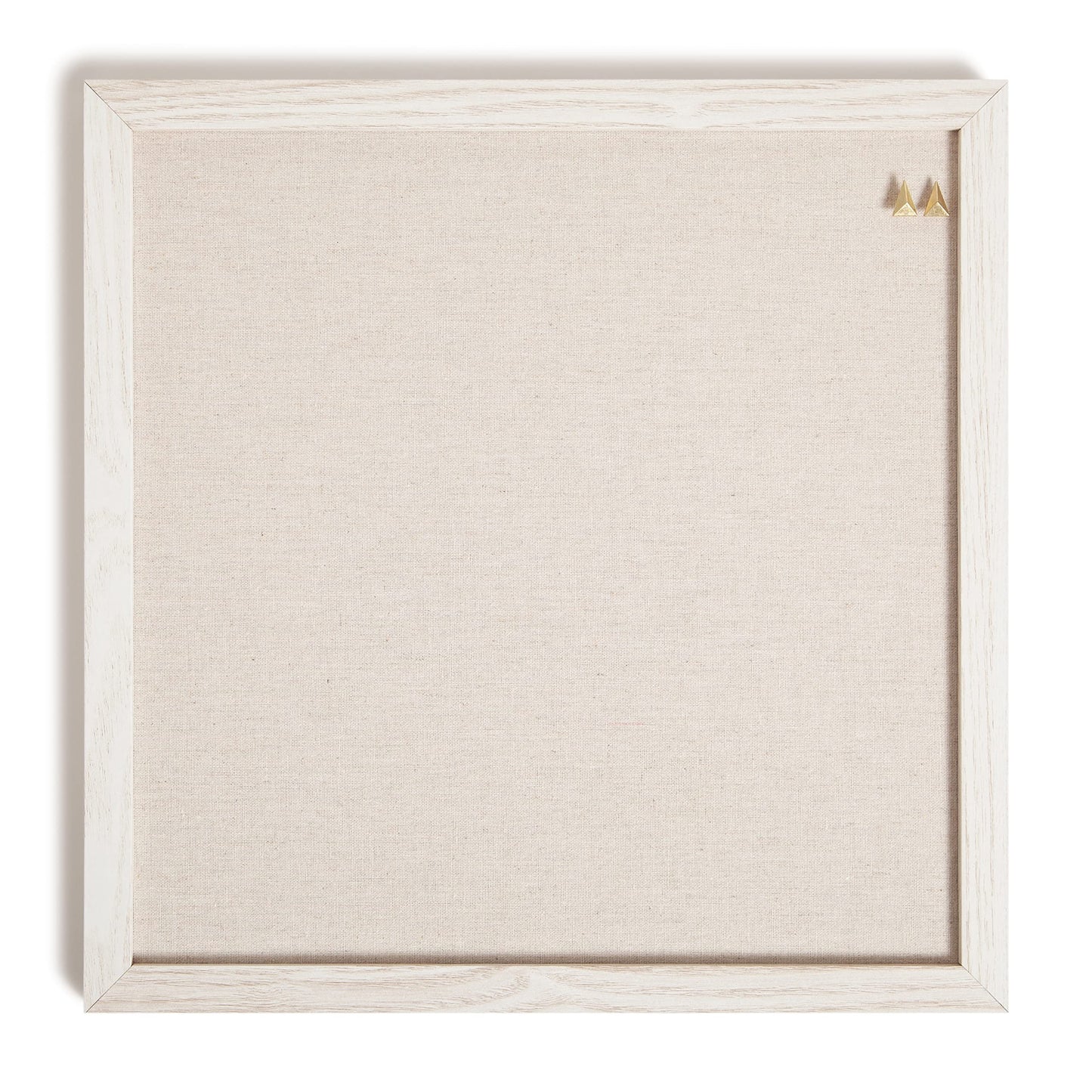U Brands Rustic Linen Bulletin Board, 14" x 14", White Wood Style Frame, Industrial Grade Pinning Surface, Includes Push Pins