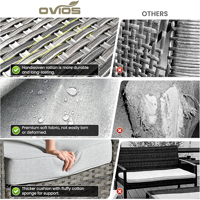ovios 5-Piece Patio Furniture Set, Outdoor Wicker Sofa