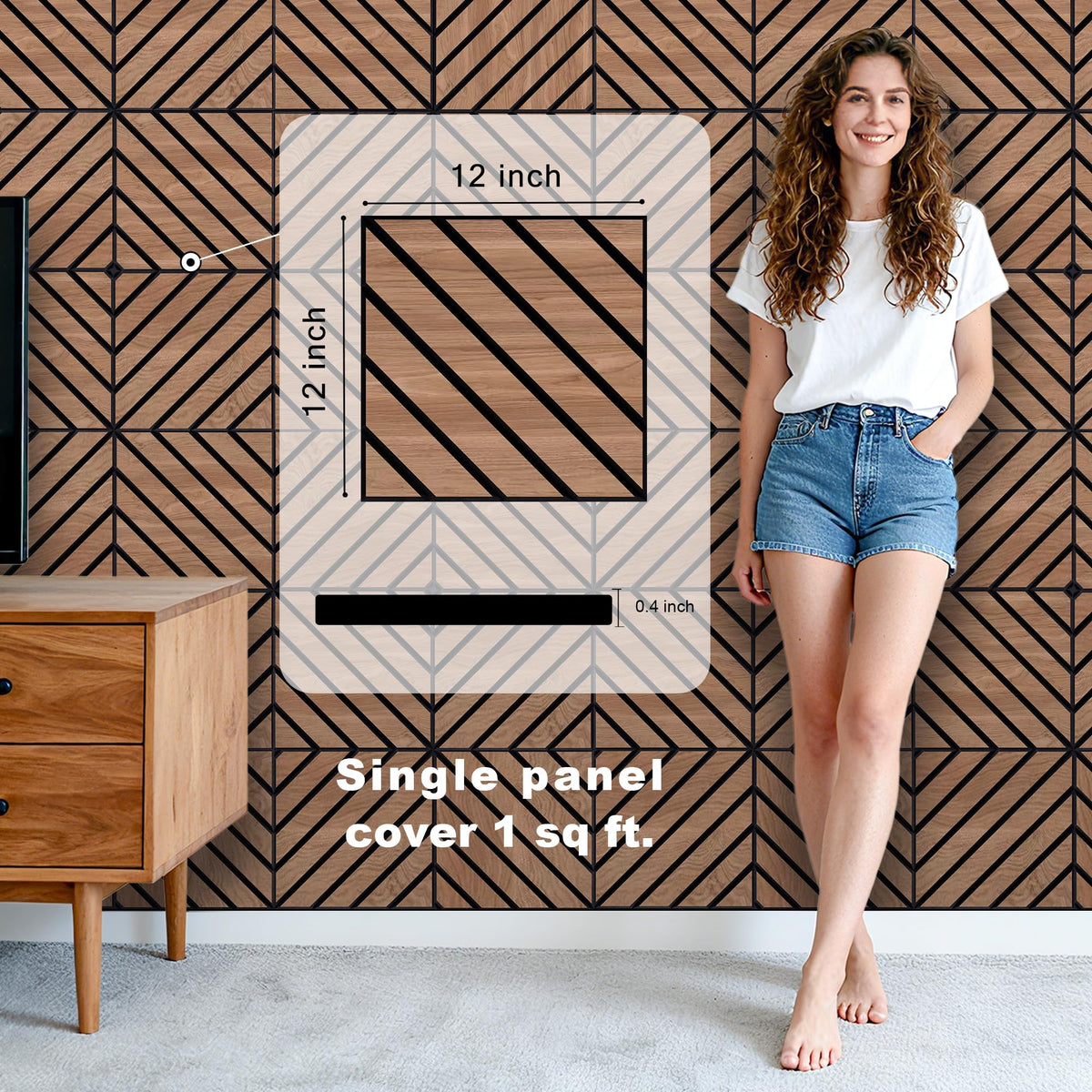 WoveN SounD Artisan Acoustic Wall Panels, 16 Pack 12x12 Inch, PVC Wood Grain Carved Sound Proof Wall Decor, Self-Adhesive for Home, Studio, Office & Focus Zones, Twill Pattern, Teak