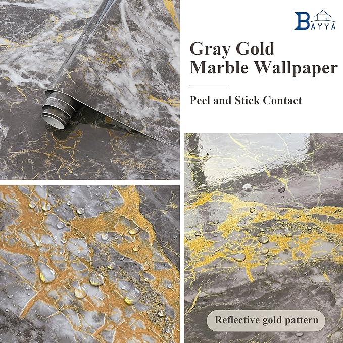 BAYYA Golssy Marble Contact Paper