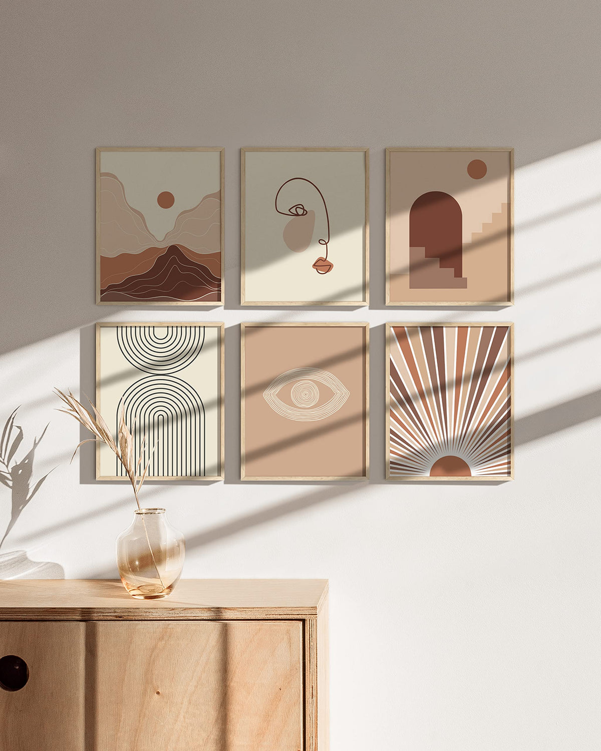 HAUS AND HUES Beige Oak Wood 8x10 Picture Frame - Modern Wood Wall Art Display - Lightweight 8x10 Frame for Art Prints, Photos, Posters - Ready-to-Hang Vertically & Horizontally (Set of 6)