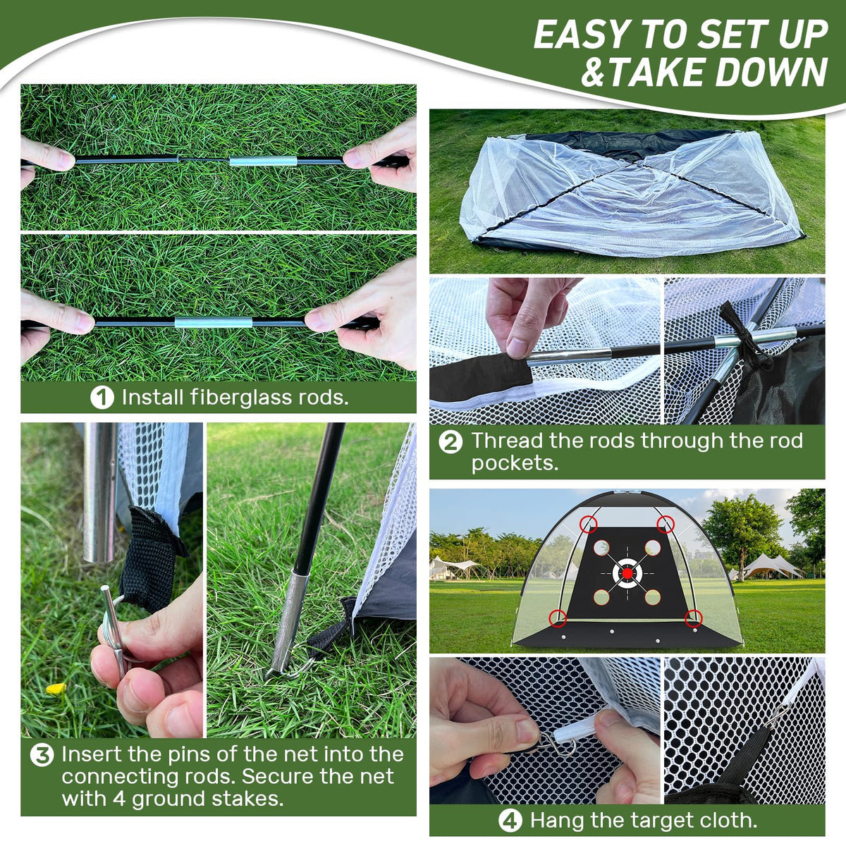 KLAODOT Golf Net with Practice Mat,Golf Hitting Aid Nets 10x7FT for Backyard Driving Chipping Training Swing with Target Mat Balls for Outdoor Indoor，Gifts for Men Dad Him and Golfer