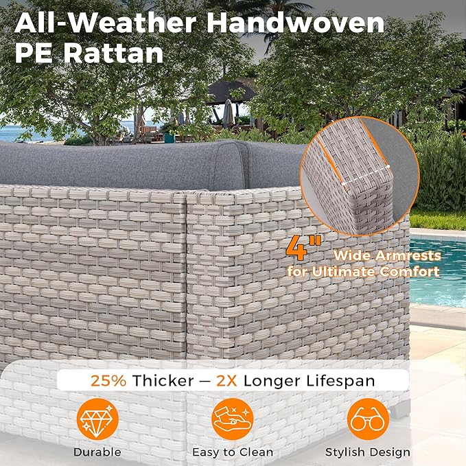 10-Seat Outdoor Wicker Patio Furniture Set