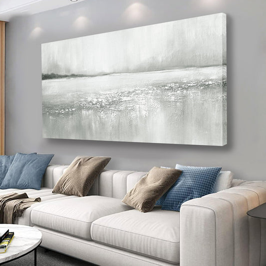 Yuaxker Abstract Wall Decor Gray and White lake Wall Art Minimalist Canvas Painting Artwork for Living Room Bedroom Dining Room Office Home Decor 24x48 Inch