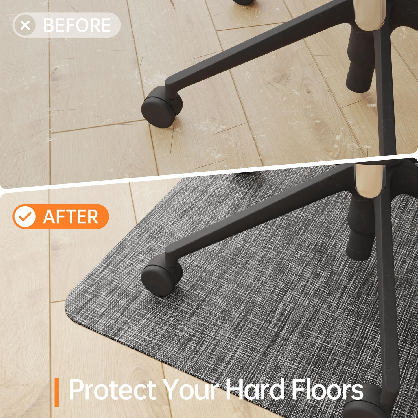 Homek Office Chair Mat for Hardwood & Tile Floor, 30"x48" Computer Chair Mat, Non-Curve Anti Slip Hard Floor Protector for Rolling Chair, PVC Mat Desk Rug for Home Office