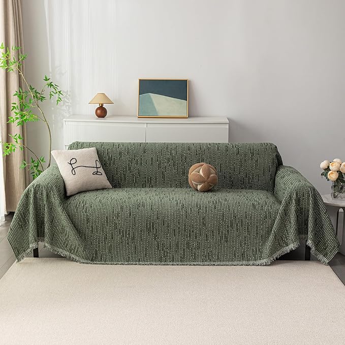 MYSKY HOME Loveseat Cover Moss Green Couch Cover Sectional Couch Covers