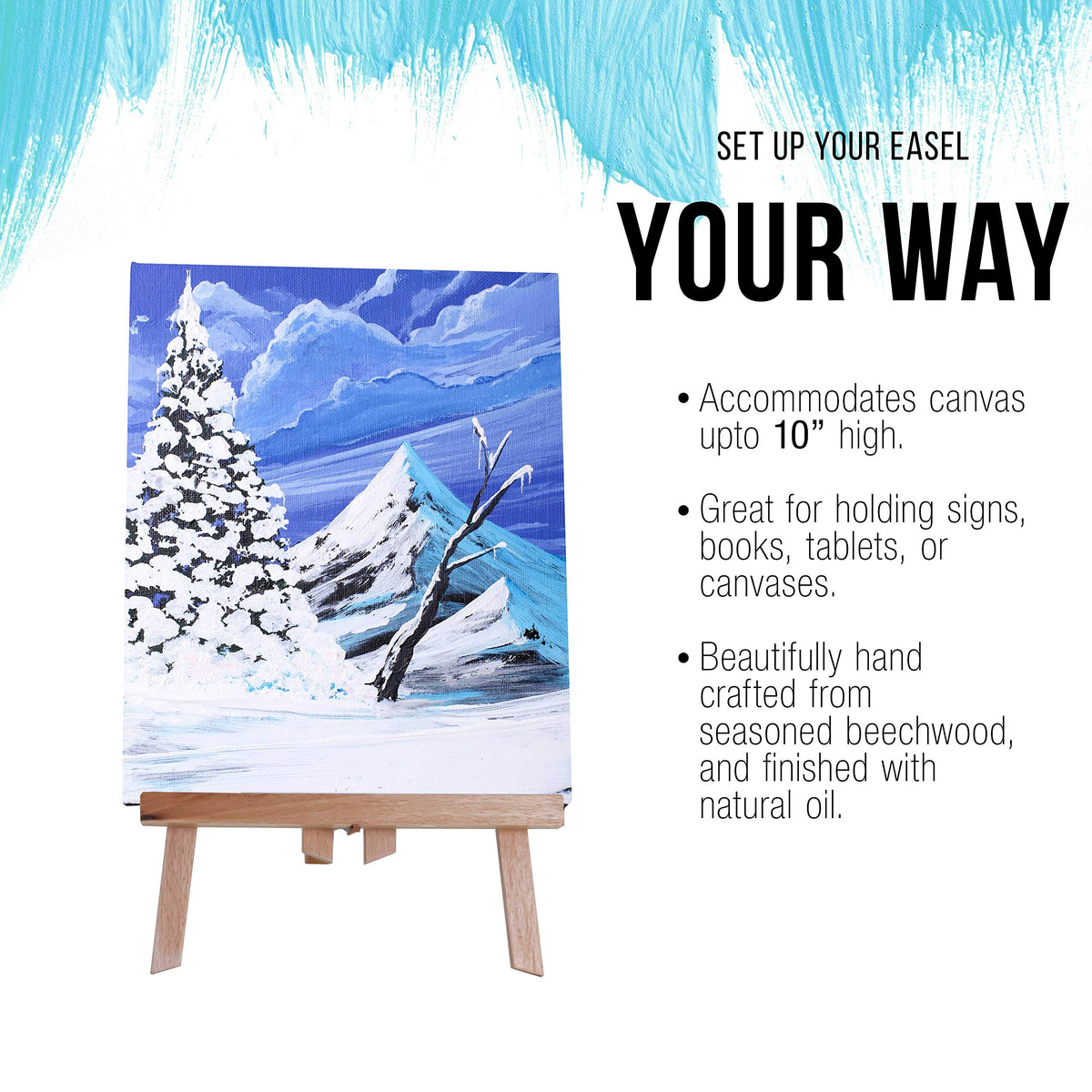 U.S. Art Supply 11" Small Tabletop Display Easel - Beechwood Artist A-Frame Display Stand, Wooden Easel for Painting, Canvas Stand, (Pack of 12) Classrooms Events Photo Picture Sign Holder