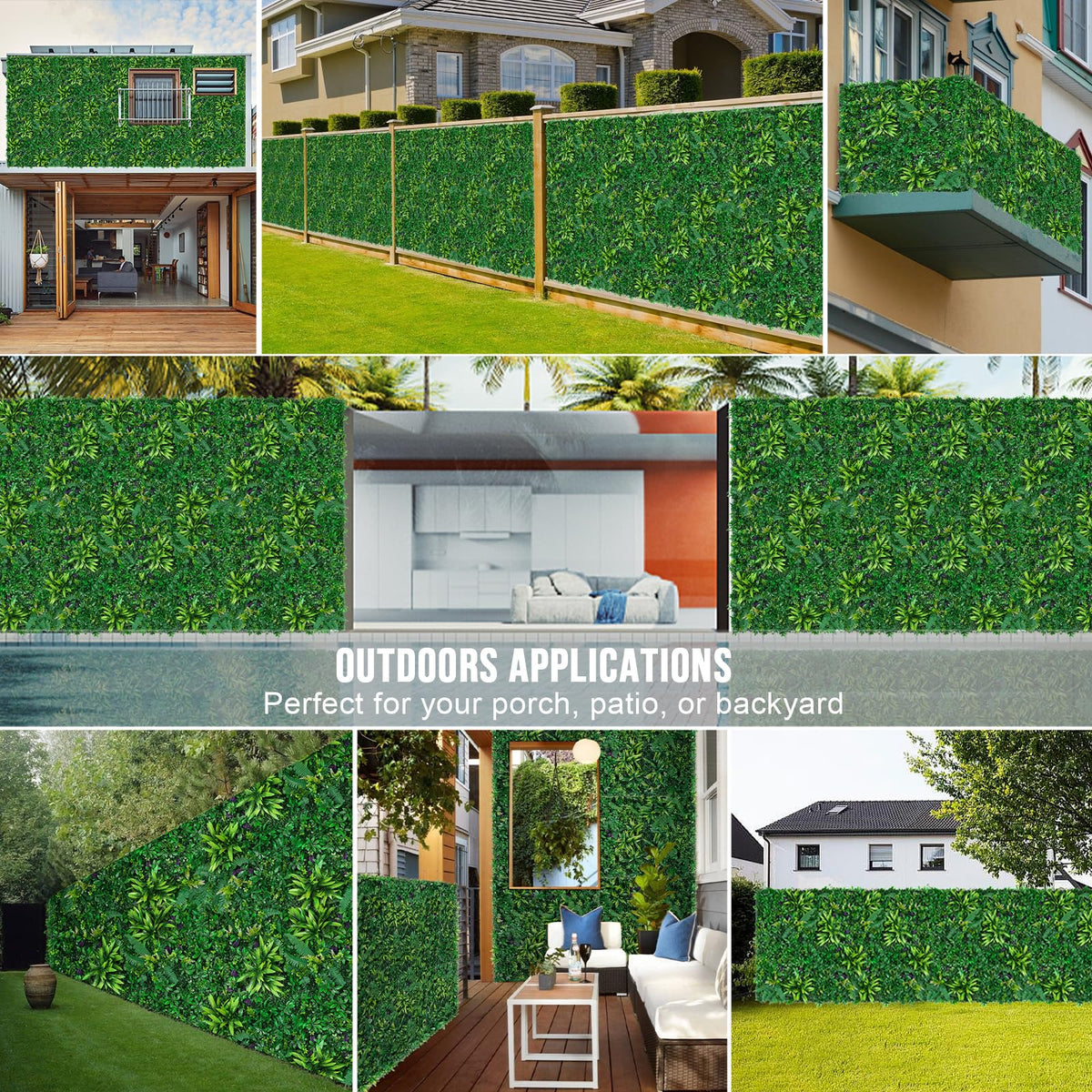 Grooy Artificial Boxwood Panels, Grass Wall Panels 20"x20"(8pcs), Privacy Hedge Fence Screen with UV Protection, Fake Greenery Backdrop for Indoor Wedding and Outdoor Garden Backyard