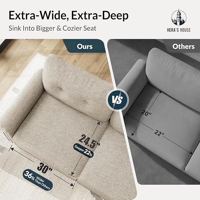 HERA'S HOUSE 2 Pieces Modular Sectional Sofa Sets, Oversized Couch Set