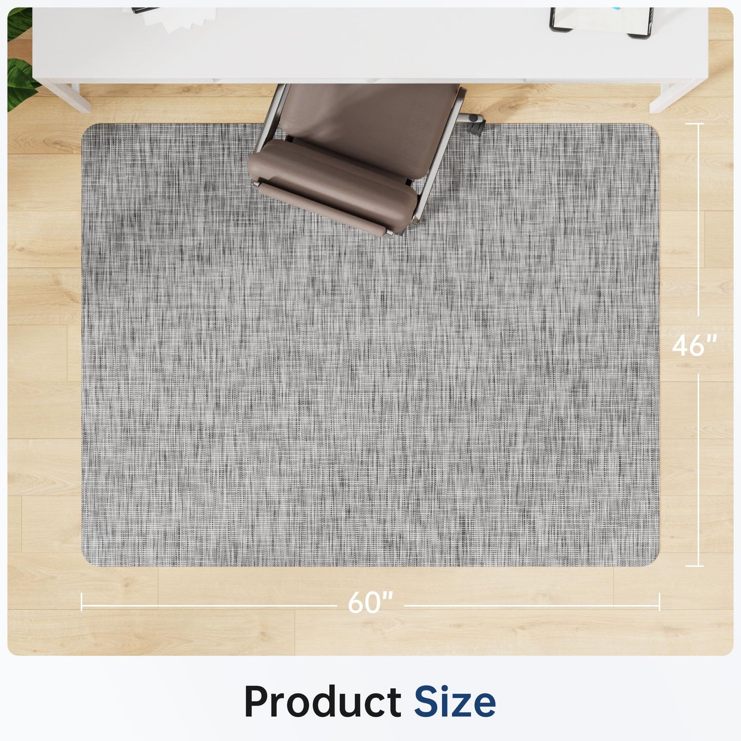 Cybstrax Office Chair Mat for Hardwood & Tile Floor, 46" x 60" Desk Chair Mat, Anti Slip, Non-Curve Computer Chair Mat for Rolling Chairs Floor Protector for Home Office