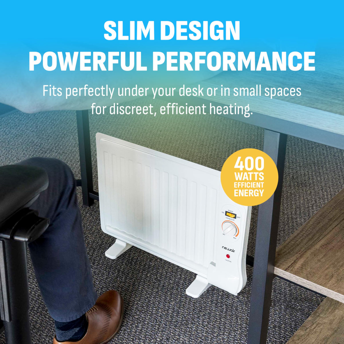 NewAir Portable Space Heater for Indoor Use | Ideal Heater for Bedroom, Office or Under Desk | Electric, Energy Efficient and Noiseless