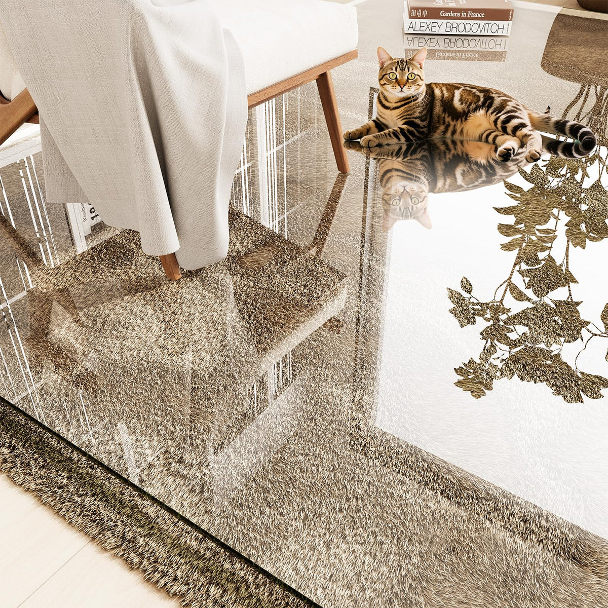 InfiniGlass Tempered Glass Chair Mat 80"x40" – Ultra-Clear Office Chair Mat for Hardwood Floors & Low-Pile Carpets – Heavy-Duty 0.2" Scratch-Resistant Surface with Non-Slip Pads – Supports 1,000 lbs