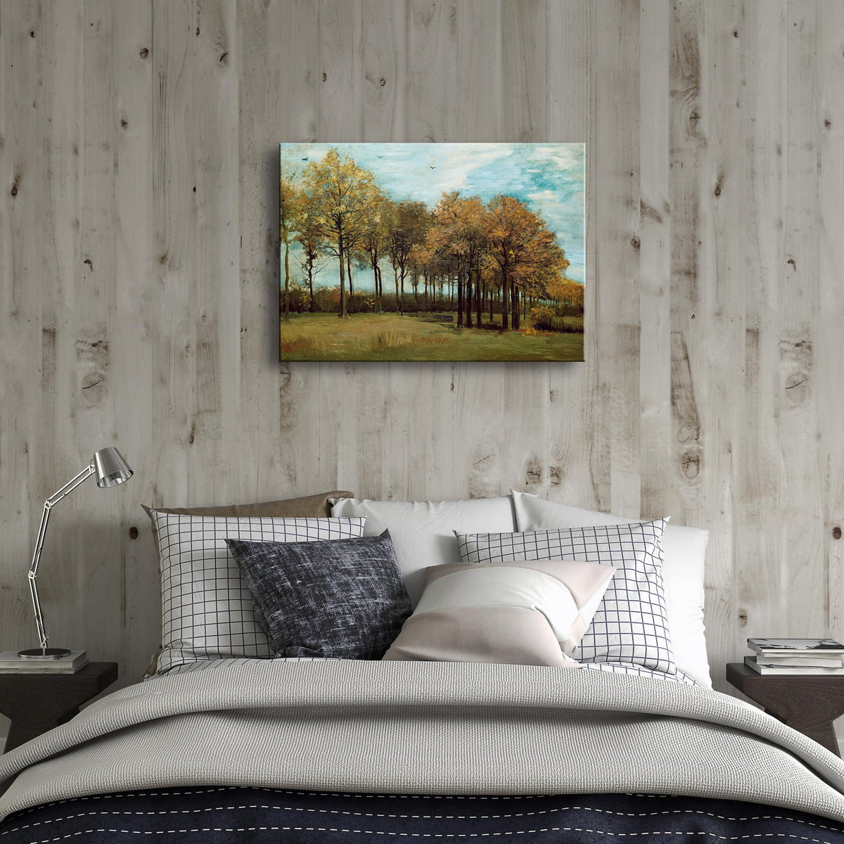 Wieco Art Canvas Prints Autumn Landscape 1885 by Vincent Van Gogh Art Famous Paintings Reproduction Tree Forest Pictures Artwork Wall Art for Home Decor and Wall Decorations