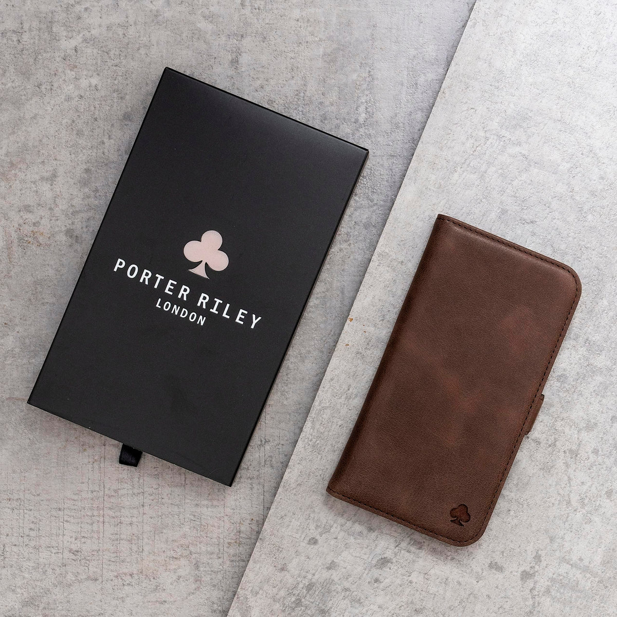 Porter Riley - Leather Case Compatible with iPhone 17. Premium Genuine Leather Stand/Cover/Wallet/Flip Case with Card Slots & Horizontal Stand (Chocolate Brown)