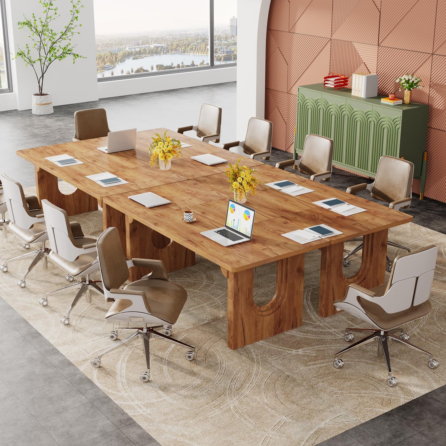 Tribesigns Modern Executive Desk, 70.9" Large Office Computer Desk, Conference Table Meeting Room Table, Simple Workstation Business Furniture for Home Office, Brown