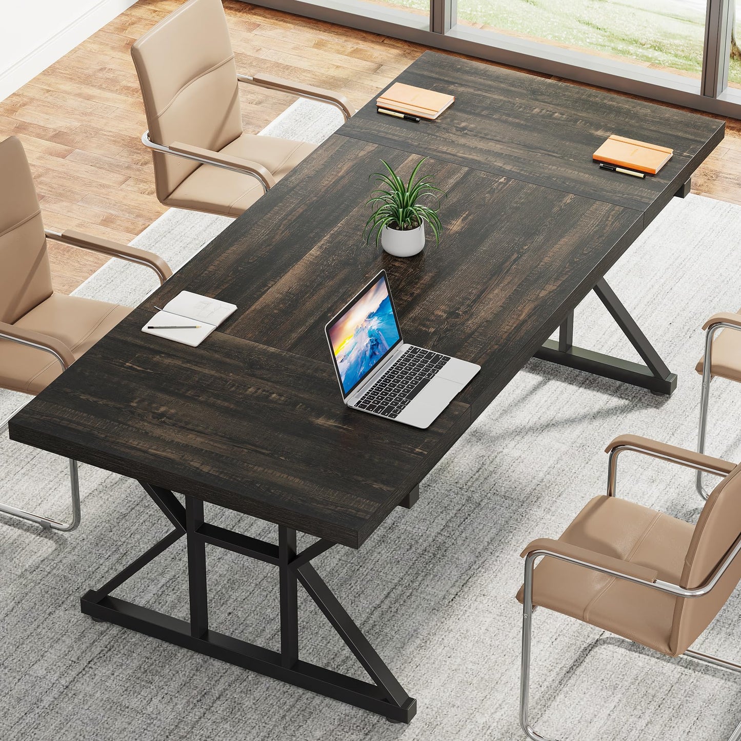 Tribesigns 70.8-Inch Executive Desk, Large Computer Office Desk Workstation, Modern Simple Style Laptop Desk Study Writing Table Business Furniture for Home Office (Black Oak, 70.8 Inch)