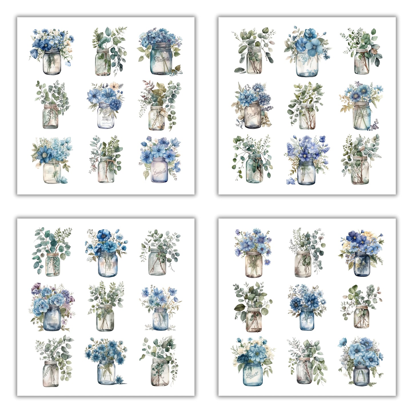 XERE 144 Pcs Mason Jar Four Seasons Sticker Book for Journaling Notebooks, Sketchbook, Bookmark Making, Junk Journal, Budget Planner, Scrapbook Art Supplies Stickers