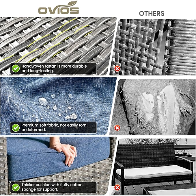 ovios 7-Piece Patio Furniture Set, Outdoor Wicker Sofa