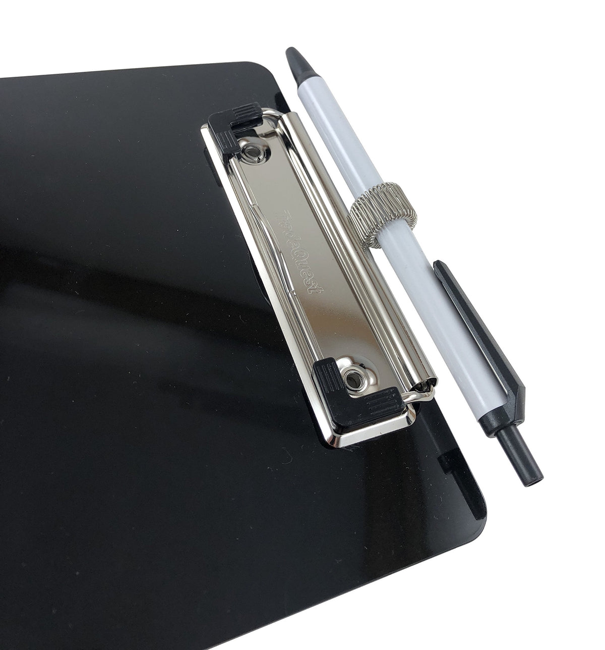 Trade Quest Small Memo Clipboard 6'' x 9'' Pen Holder Clip Plastic (Black) (Pen Included) (Pack of 6)