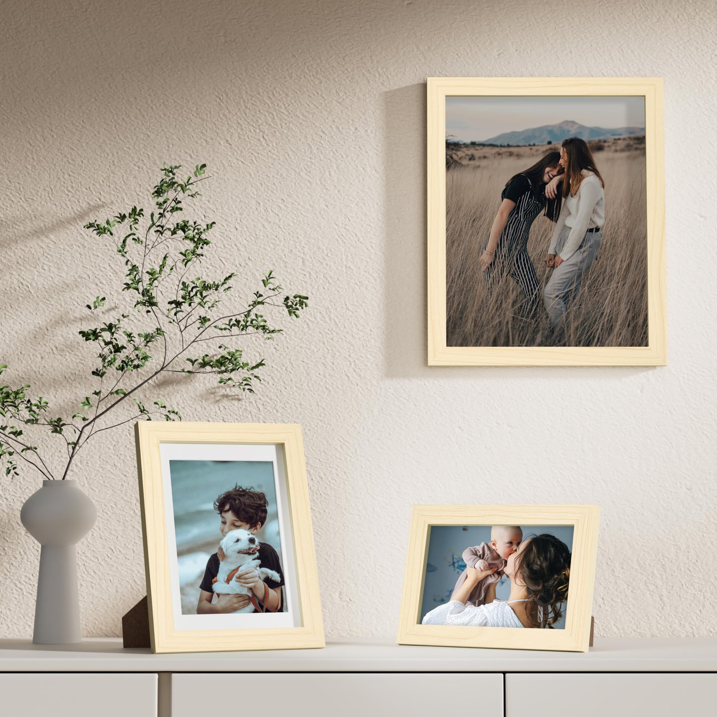 Vittanly Picture Frames Set of 10, Picture Frames Collage Wall Decor with Two 8x10, Four 5x7, and Four 4x6 Photo Frames, Gallery Wall Frame Set for Wall or Tabletop Display, Natural