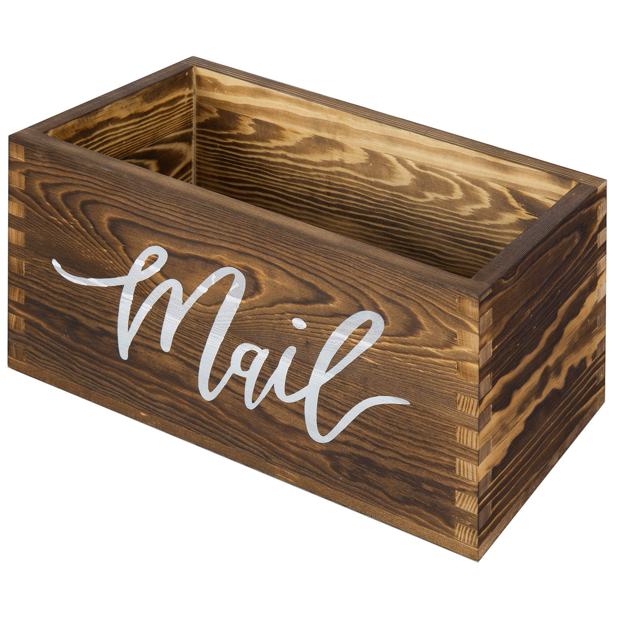 MyGift Mail Holder Storage Organizer Box Rustic Brown Wood with MAIL Script Design, Desktop Letters, Bills, Notes and Postcard Bin for Home Office Dorm Room