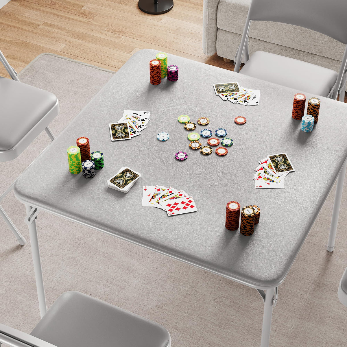 GarveeHome 33.6 in Folding Card Table, Portable Square Folding Table with PU Leather Soft Cushion, Foldable Table Suitable for Dining Room, Living Room, Office, Camping