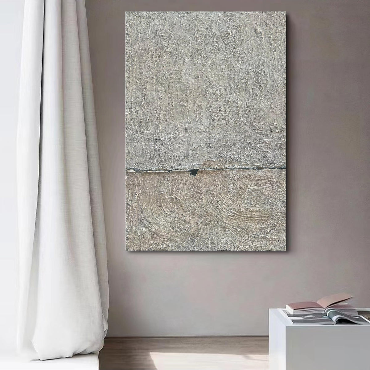 NANKAI Hand Painted Minimalist Black and White Art Canvas Abstract Oil Painting 36x24 inch Wall Decorative Art