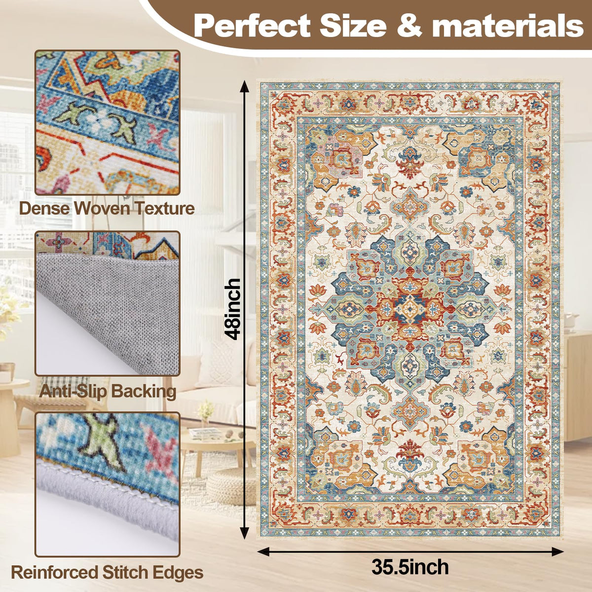 Office Chair Mat for Hardwood Floors - 48X35.5” Desk Chair Mat for Rolling Chair, Under Desk Rug Protects Hard Floors from Damage, Low Pile Floor Protector for Rolling Chair, Non-Slip